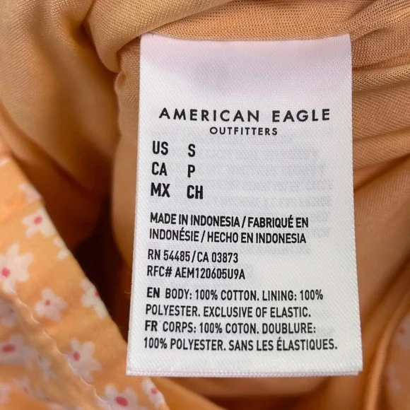NWT American Eagle Women Shorts S Orange Floral Patchwork Smocked Waist 7195-800 - Picture 8 of 11